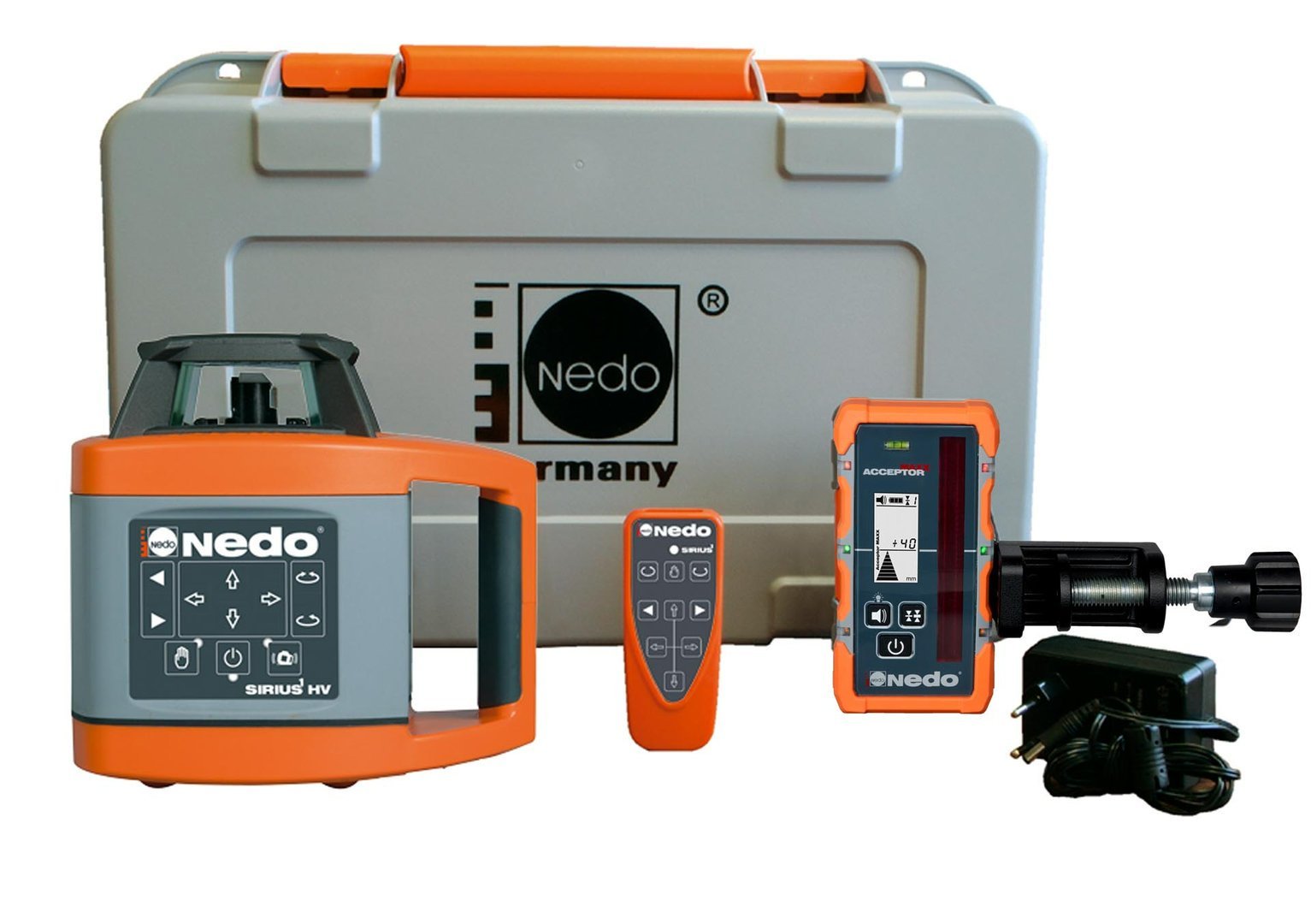 Sirius_1_HV_Acceptor_MAXX.jpg NEDO SIRIUS 1 HV (MAXX) im Set mit Kurbelstativ und Flexilatte - Rotationslaser horizontal vertikal – Bild 1